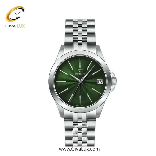 ساعت مچی اورجینال زنانه ویولت VIOLET نقره ای | نقره ای| سبز یشمی تیره| کد رفرنس 0591 سایز متوسط